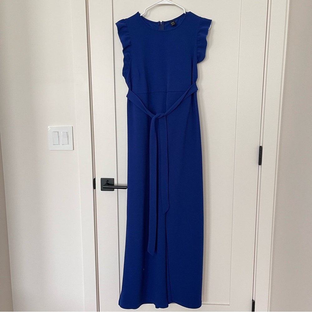Royal Blue Maternity Flutter Sleeve
Belted Wide Leg Jumpsuit